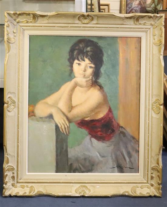 Marc Rebierre (1934-) Portrait of a young lady 60 x 49cm